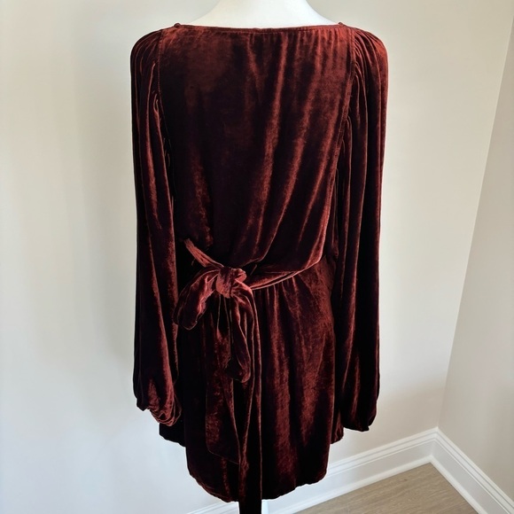 A.L.C. Carlo Cognac Rust Velvet Wrap Long Sleeve Dress 4 - Picture 8 of 10